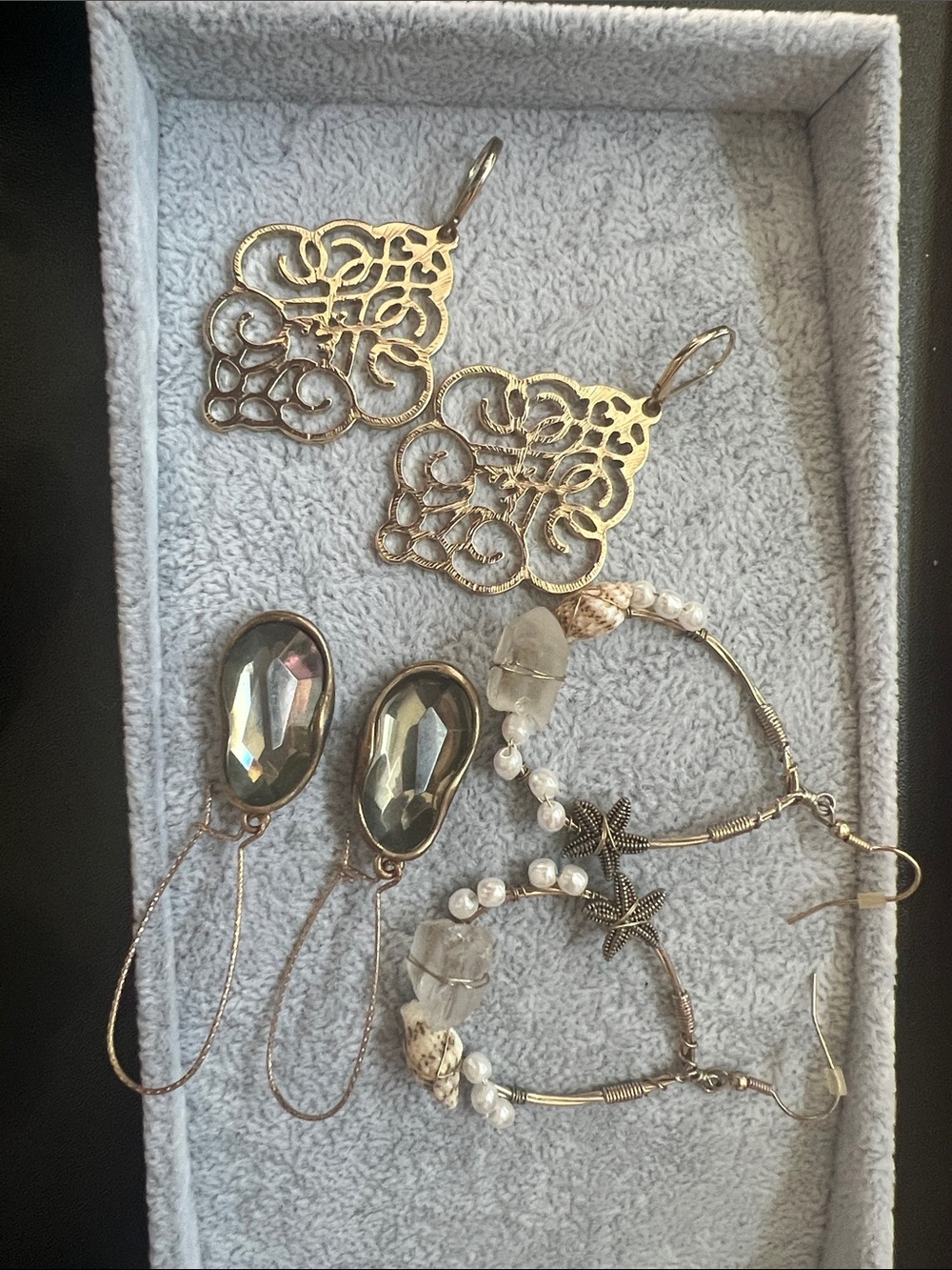 Gold Filigree & Crystal Mixed Earrings Set - Versatile Women’s Jewelry